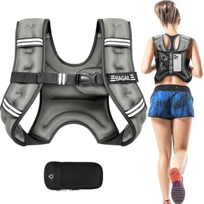 BAGAIL Chaleco con peso para entrenamiento de fuerza, chaleco con 5 kg talla ajustable, banda reflectante y bolsillo práctico, ideal para entrenamientos, yoga y aeróbicos. BAGAIL Chaleco con peso para entrenamiento de fuerza, chaleco con 5 kg talla ajustable, banda reflectante y bolsillo práctico, ideal para entrenamientos, yoga y aeróbicos.
