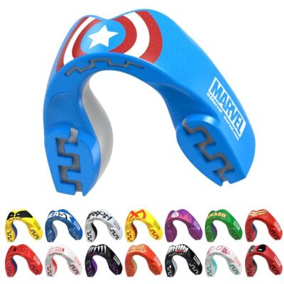 Marvel Captain America Protector bucal adultos y niños para todos los deportes de contacto, incluidos rugby, MMA, artes marciales de kickboxing, judo, hockey y boxeo Marvel Captain America Protector bucal adultos y niños para todos los deportes de contacto, incluidos rugby, MMA, artes marciales de kickboxing, judo, hockey y boxeo