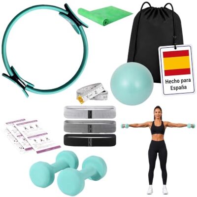 Relaxdays Set de Pilates, 11 Piezas Aro, pelota, 4 bandas elásticas, 2 mancuernas, bolsa, bomba, metro, accesorios de pilates para casa Relaxdays Set de Pilates, 11 Piezas Aro, pelota, 4 bandas elásticas, 2 mancuernas, bolsa, bomba, metro, accesorios de pilates para casa