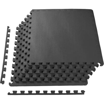 BalanceFrom , Tapete de ejercicio de rompecabezas, 6 azulejos de espuma entrelazados, 1,3 cm de grosor, 2 m², alfombrillas de entrenamiento, accesorios y equipos de gimnasio en casa, Negro BalanceFrom , Tapete de ejercicio de rompecabezas, 6 azulejos de espuma entrelazados, 1,3 cm de grosor, 2 m², alfombrillas de entrenamiento, accesorios y equipos de gimnasio en casa, Negro