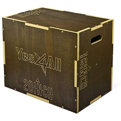 Yes4All Plyo Box 3 en 1 de Madera, Plataforma pliométrica para Entrenamiento de Salto, Cajas de Salto para Ejercicios en el Gimnasio en casa y Entrenamiento al Aire Libre Yes4All Plyo Box 3 en 1 de Madera, Plataforma pliométrica para Entrenamiento de Salto, Cajas de Salto para Ejercicios en el Gimnasio en casa y Entrenamiento al Aire Libre