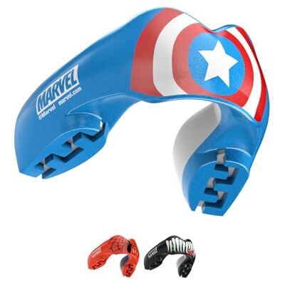 Marvel Captain America Protector bucal deportivo para aparatos ortopédicos, talla única, con funda para boxeo, MMA, rugby, artes marciales, judo y todos los deportes de contacto Marvel Captain America Protector bucal deportivo para aparatos ortopédicos, talla única, con funda para boxeo, MMA, rugby, artes marciales, judo y todos los deportes de contacto