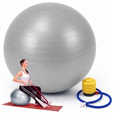Relaxdays Balón de Gimnasia tamaños y Colores con bomba de aire, anti-reventón, 150 kg, PVC, pelota fitness para yoga y pilates, pelota para oficina Relaxdays Balón de Gimnasia tamaños y Colores con bomba de aire, anti-reventón, 150 kg, PVC, pelota fitness para yoga y pilates, pelota para oficina