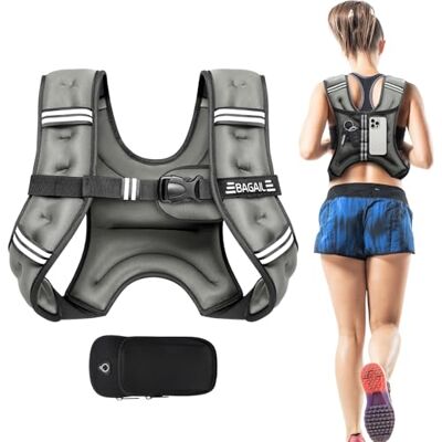 BAGAIL Chaleco con peso para entrenamiento de fuerza, chaleco con 3 kg talla ajustable, banda reflectante y bolsillo práctico, ideal para entrenamientos, yoga y aeróbicos. BAGAIL Chaleco con peso para entrenamiento de fuerza, chaleco con 3 kg talla ajustable, banda reflectante y bolsillo práctico, ideal para entrenamientos, yoga y aeróbicos.