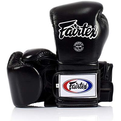 Fairtex Guantes de Boxeo Muay Thai BGV9 Estilo Mexicano para Entrenamiento y Sparring en Kick Boxing MMA K1 Guantes (Negro 16oz) Fairtex Guantes de Boxeo Muay Thai BGV9 Estilo Mexicano para Entrenamiento y Sparring en Kick Boxing MMA K1 Guantes (Negro 16oz)