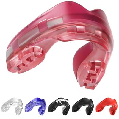 SAFEJAWZ Protector bucal para aparatos ortopédicos. para Todos los Deportes de Contacto, incluidos rugby, MMA, artes marciales de kickboxing, judo, hockey y boxeo (Rosa Heilo) SAFEJAWZ Protector bucal para aparatos ortopédicos. para Todos los Deportes de Contacto, incluidos rugby, MMA, artes marciales de kickboxing, judo, hockey y boxeo (Rosa Heilo)