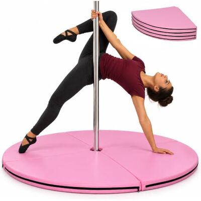 HOMCOM Colchoneta Pole Dance Plegable Portátil Ø150x5 cm Rosa Alfombra de Pole Dance, Colchoneta Bailar en Barra Protectora, para Casa, Gimnasio, Yoga, Entrenamiento de Danza HOMCOM Colchoneta Pole Dance Plegable Portátil Ø150x5 cm Rosa Alfombra de Pole Dance, Colchoneta Bailar en Barra Protectora, para Casa, Gimnasio, Yoga, Entrenamiento de Danza