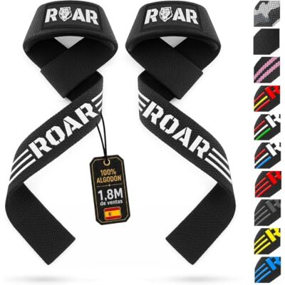 Roar Correas Levantamiento de Pesas Profesionales, Agarres para Gym, Agarraderas Gimnasio Peso Muerto Crossfit (Blanco/Negro) Roar Correas Levantamiento de Pesas Profesionales, Agarres para Gym, Agarraderas Gimnasio Peso Muerto Crossfit (Blanco/Negro)
