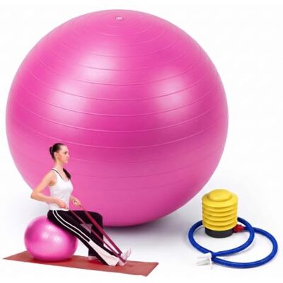 Relaxdays Balón de Gimnasia tamaños y Colores con bomba de aire, anti-reventón, 150 kg, PVC, pelota fitness para yoga y pilates, pelota para oficina Relaxdays Balón de Gimnasia tamaños y Colores con bomba de aire, anti-reventón, 150 kg, PVC, pelota fitness para yoga y pilates, pelota para oficina