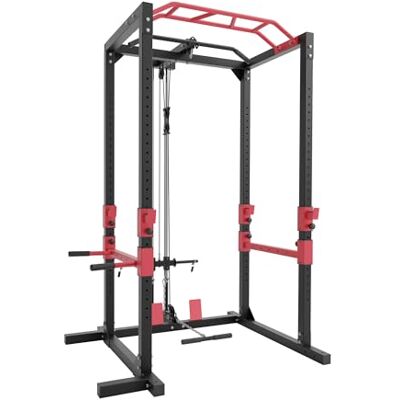 Ultrasport Power Rack, Rejilla multifuncional para entrenamiento efectivo todo cuerpo, construcción acero, perfecto principiantes y pros, multigimnasio con barra, torre Aptitud, Negro/Rojo Ultrasport Power Rack, Rejilla multifuncional para entrenamiento efectivo todo cuerpo, construcción acero, perfecto principiantes y pros, multigimnasio con barra, torre Aptitud, Negro/Rojo