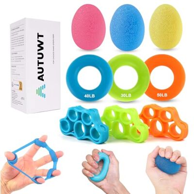 AUTUWT Fortalecedor de Agarre de Mano (9 PCS) Pelota Mano Rehabilitacion, Entrenador de Dedos, Entrenador de Fuerza de Agarre AUTUWT Fortalecedor de Agarre de Mano (9 PCS) Pelota Mano Rehabilitacion, Entrenador de Dedos, Entrenador de Fuerza de Agarre