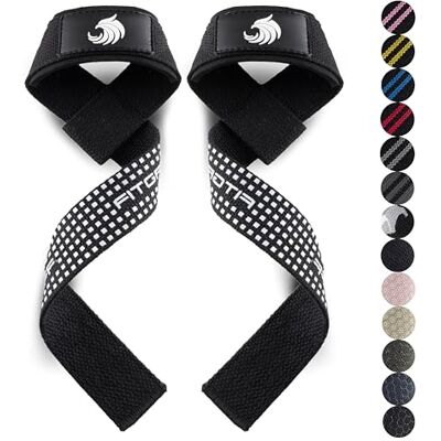 Fitgriff ® Straps Gym, Correas Levantamiento de Pesas, Powerlifting, Agarraderas Gimnasio Lifting Straps Mujeres y Hombres (Estándar (más de 16cm muñeca), Black/White (Grip)) Fitgriff ® Straps Gym, Correas Levantamiento de Pesas, Powerlifting, Agarraderas Gimnasio Lifting Straps Mujeres y Hombres (Estándar (más de 16cm muñeca), Black/White (Grip))