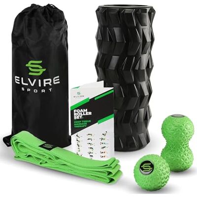 ELVIRE SPORT ELVIRE Juego de rodillos de espuma 5 en , rodillo de masaje de tejido profundo, bola de masaje de maní, bola de masaje, banda de equipo de estiramiento, alivia el dolor: espalda, pies, piernas, ELVIRE SPORT ELVIRE Juego de rodillos de espuma 5 en , rodillo de masaje de tejido profundo, bola de masaje de maní, bola de masaje, banda de equipo de estiramiento, alivia el dolor: espalda, pies, piernas,