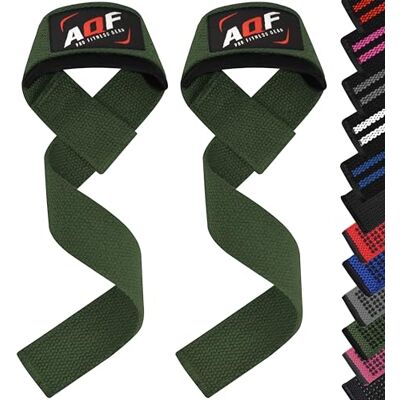 AQF Neopreno Acolchado Straps Powerlifting, Straps Gym Levantamiento De Pesas con Soporte Muñequera, Agarraderas Gym, Muñeqeras Para Entrenamiento, Culturismo Potencia (Militar Verde) AQF Neopreno Acolchado Straps Powerlifting, Straps Gym Levantamiento De Pesas con Soporte Muñequera, Agarraderas Gym, Muñeqeras Para Entrenamiento, Culturismo Potencia (Militar Verde)