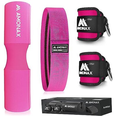 Amonax Almohadilla Barra Gimnasio Para Hip Thrust, Protector Barra Gimnasio Con Acolchado Grueso De Espuma, Almohadilla Sentadillas Y Entrenamiento De Fuerza (Rosa set combinado 3 en 1) Amonax Almohadilla Barra Gimnasio Para Hip Thrust, Protector Barra Gimnasio Con Acolchado Grueso De Espuma, Almohadilla Sentadillas Y Entrenamiento De Fuerza (Rosa set combinado 3 en 1)