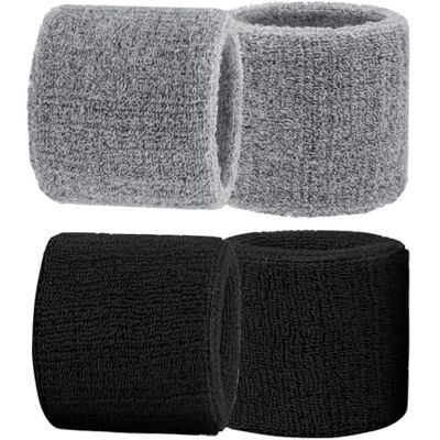 WOLMIK 4 bandas elásticas protectoras para el sudor, para hombres y mujeres, suaves, gruesas, absorbentes, para gimnasio, baloncesto, tenis, correr, ejercicio (negro y gris) WOLMIK 4 bandas elásticas protectoras para el sudor, para hombres y mujeres, suaves, gruesas, absorbentes, para gimnasio, baloncesto, tenis, correr, ejercicio (negro y gris)