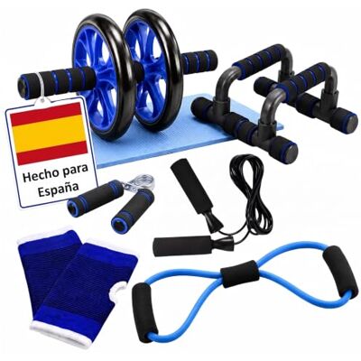 Relaxdays , set de fitness de 8 piezas, en diferentes modelos con rodillo abdominal para el abdomen y la parte superior del cuerpo, kit de entrenamiento Relaxdays , set de fitness de 8 piezas, en diferentes modelos con rodillo abdominal para el abdomen y la parte superior del cuerpo, kit de entrenamiento