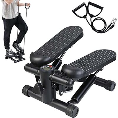 BAKAJI Stepper Entrenamiento Fitness Cardio Piernas Vientre Cadera con Pantalla LCD Calorías Tiempo y Mancuernas Elásticas Entrenamiento Brazos Hombros Estructura de Acero Inoxidable Pedales BAKAJI Stepper Entrenamiento Fitness Cardio Piernas Vientre Cadera con Pantalla LCD Calorías Tiempo y Mancuernas Elásticas Entrenamiento Brazos Hombros Estructura de Acero Inoxidable Pedales