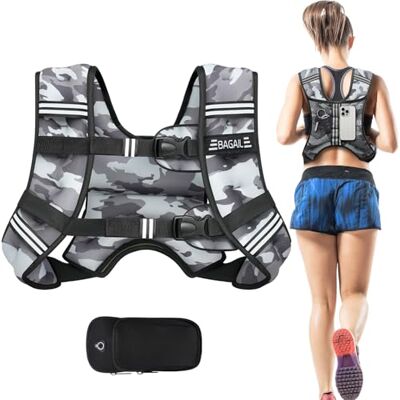 BAGAIL Chaleco con peso para entrenamiento de fuerza, chaleco con 12 kg talla ajustable, banda reflectante y bolsillo práctico, ideal para entrenamientos, yoga y aeróbicos. BAGAIL Chaleco con peso para entrenamiento de fuerza, chaleco con 12 kg talla ajustable, banda reflectante y bolsillo práctico, ideal para entrenamientos, yoga y aeróbicos.