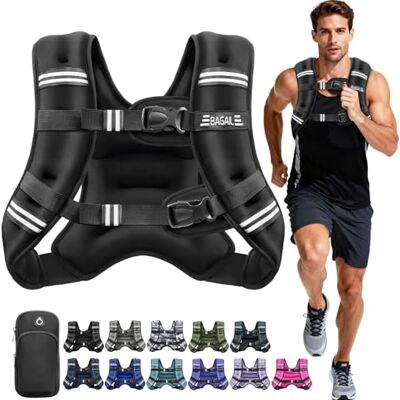 BAGAIL Chaleco Lastrado para Entrenamiento de Fuerza, Talla de Busto Ajustable, Bolsillo Práctico, Ideal para Entrenamientos en Gimnasio, Yoga y Ejercicios Aeróbicos BAGAIL Chaleco Lastrado para Entrenamiento de Fuerza, Talla de Busto Ajustable, Bolsillo Práctico, Ideal para Entrenamientos en Gimnasio, Yoga y Ejercicios Aeróbicos