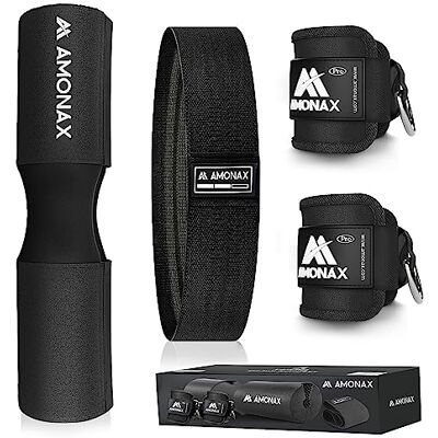 Amonax Almohadilla Barra Gimnasio Para Hip Thrust, Protector Barra Gimnasio Con Acolchado Grueso De Espuma, Almohadilla Sentadillas Y Entrenamiento De Fuerza (Negro set combinado 3 en 1) Amonax Almohadilla Barra Gimnasio Para Hip Thrust, Protector Barra Gimnasio Con Acolchado Grueso De Espuma, Almohadilla Sentadillas Y Entrenamiento De Fuerza (Negro set combinado 3 en 1)