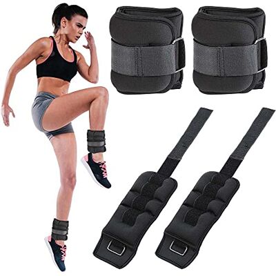BAKAJI Juego de 2 pesas para tobillos y muñecas de 1 kg para entrenamiento de gimnasio, aeróbico, con hebilla ajustable y cierre de correa. Peso total de 2 kg. BAKAJI Juego de 2 pesas para tobillos y muñecas de 1 kg para entrenamiento de gimnasio, aeróbico, con hebilla ajustable y cierre de correa. Peso total de 2 kg.