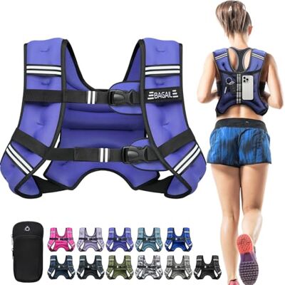 BAGAIL Chaleco Lastrado para Entrenamiento de Fuerza, Talla de Busto Ajustable, Bolsillo Práctico, Ideal para Entrenamientos en Gimnasio, Yoga y Ejercicios Aeróbicos BAGAIL Chaleco Lastrado para Entrenamiento de Fuerza, Talla de Busto Ajustable, Bolsillo Práctico, Ideal para Entrenamientos en Gimnasio, Yoga y Ejercicios Aeróbicos