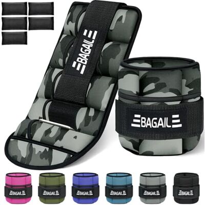 BAGAIL Pack de 2 pesas ajustables para tobillos, co sacos arena desmontables, correas de peso para muñeca y tobillo, 0,4-1,6 kg por correa, circun 15-31 cm, ideal para entrenamiento de fuerza y cardio BAGAIL Pack de 2 pesas ajustables para tobillos, co sacos arena desmontables, correas de peso para muñeca y tobillo, 0,4-1,6 kg por correa, circun 15-31 cm, ideal para entrenamiento de fuerza y cardio