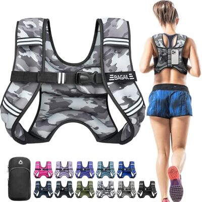 BAGAIL Chaleco Lastrado para Entrenamiento de Fuerza, Talla de Busto Ajustable, Bolsillo Práctico, Ideal para Entrenamientos en Gimnasio, Yoga y Ejercicios Aeróbicos BAGAIL Chaleco Lastrado para Entrenamiento de Fuerza, Talla de Busto Ajustable, Bolsillo Práctico, Ideal para Entrenamientos en Gimnasio, Yoga y Ejercicios Aeróbicos