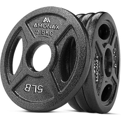 Amonax Discos Pesas de Hierro Fundido, 2.5kg, 5kg, 10kg Discos Mancuernas Para Barras Olimpicos 25 & 50mm, Discos de Pesas Metálicas Para Levantamiento y Empuje de Cadera, Pesas Para Gimnasio en Casa Amonax Discos Pesas de Hierro Fundido, 2.5kg, 5kg, 10kg Discos Mancuernas Para Barras Olimpicos 25 & 50mm, Discos de Pesas Metálicas Para Levantamiento y Empuje de Cadera, Pesas Para Gimnasio en Casa