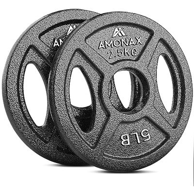 Amonax Discos Pesas de Hierro Fundido, 2.5kg, 5kg, 10kg Discos Mancuernas Para Barras Olimpicos 25 & 50mm, Discos de Pesas Metálicas Para Levantamiento y Empuje de Cadera, Pesas Para Gimnasio en Casa Amonax Discos Pesas de Hierro Fundido, 2.5kg, 5kg, 10kg Discos Mancuernas Para Barras Olimpicos 25 & 50mm, Discos de Pesas Metálicas Para Levantamiento y Empuje de Cadera, Pesas Para Gimnasio en Casa