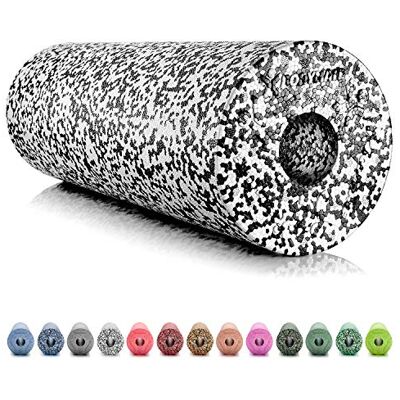 BODYMATE Rodillo para fascia estándar, dureza media, longitud de 45 cm, diámetro de 15 cm, con libro electrónico gratis, tamaño de rollo profesional, color negro/blanco, tamaño L45cm x D15cm BODYMATE Rodillo para fascia estándar, dureza media, longitud de 45 cm, diámetro de 15 cm, con libro electrónico gratis, tamaño de rollo profesional, color negro/blanco, tamaño L45cm x D15cm