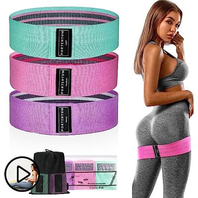 PORTENTUM Cintas elasticas musculacion, Set de 3 Bandas elásticas Fitness Antideslizantes de Tela. 3 Niveles de Resistencia para Crossfit, Yoga, Glúteos y Otros Deportes y Bolsa de Almacenamiento PORTENTUM Cintas elasticas musculacion, Set de 3 Bandas elásticas Fitness Antideslizantes de Tela. 3 Niveles de Resistencia para Crossfit, Yoga, Glúteos y Otros Deportes y Bolsa de Almacenamiento