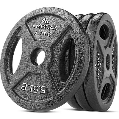Amonax Discos Pesas de Hierro Fundido, 2.5kg, 5kg, 10kg Discos Mancuernas Para Barras Olimpicos 25 & 50mm, Discos de Pesas Metálicas Para Levantamiento y Empuje de Cadera, Pesas Para Gimnasio en Casa Amonax Discos Pesas de Hierro Fundido, 2.5kg, 5kg, 10kg Discos Mancuernas Para Barras Olimpicos 25 & 50mm, Discos de Pesas Metálicas Para Levantamiento y Empuje de Cadera, Pesas Para Gimnasio en Casa