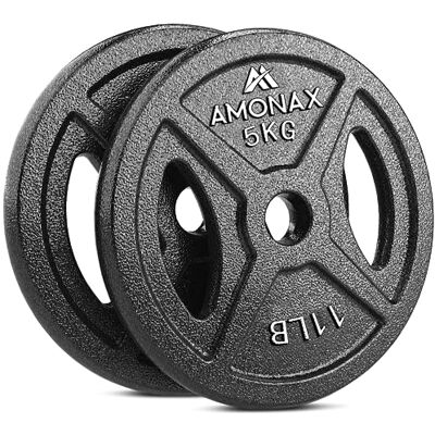 Amonax Discos Pesas de Hierro Fundido, 2.5kg, 5kg, 10kg Discos Mancuernas Para Barras Olimpicos 25 & 50mm, Discos de Pesas Metálicas Para Levantamiento y Empuje de Cadera, Pesas Para Gimnasio en Casa Amonax Discos Pesas de Hierro Fundido, 2.5kg, 5kg, 10kg Discos Mancuernas Para Barras Olimpicos 25 & 50mm, Discos de Pesas Metálicas Para Levantamiento y Empuje de Cadera, Pesas Para Gimnasio en Casa