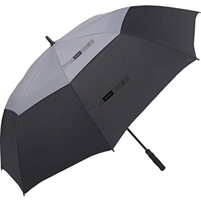 Doubwell Paraguas de golf de gran tamaño de 68 pulgadas, doble dosel, resistente al viento, automático, recto, para hombres y mujeres, gris/negro, XL Doubwell Paraguas de golf de gran tamaño de 68 pulgadas, doble dosel, resistente al viento, automático, recto, para hombres y mujeres, gris/negro, XL