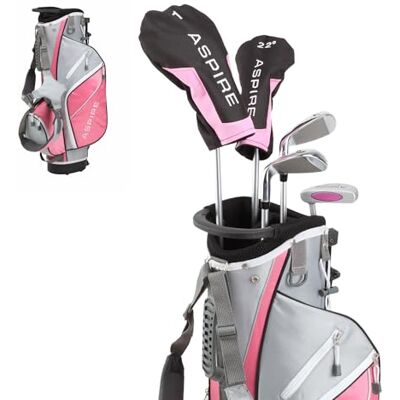 Aspire Golf Conjunto Junior Club, Unisex-Teen, Rosa Edades 9-10 Aspire Golf Conjunto Junior Club, Unisex-Teen, Rosa Edades 9-10