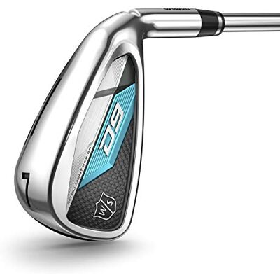 Wilson Staff Juego de hierros de Golf, D9, para Mujer, 5-PW, SW, L-Flex, para diestros, Varilla de Grafito, 7 Piezas, Plateado/Azul, WGR200010 Wilson Staff Juego de hierros de Golf, D9, para Mujer, 5-PW, SW, L-Flex, para diestros, Varilla de Grafito, 7 Piezas, Plateado/Azul, WGR200010