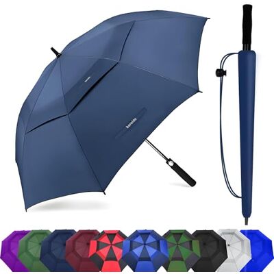 Baraida Paraguas de golf grande de 62/68/72 pulgadas, doble toldo extra grande ventilado, resistente al viento, impermeable, paraguas de golf de apertura automática para hombres, mujeres y familia (62 Baraida Paraguas de golf grande de 62/68/72 pulgadas, doble toldo extra grande ventilado, resistente al viento, impermeable, paraguas de golf de apertura automática para hombres, mujeres y familia (62