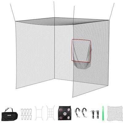 VEVOR Jaula de Golf de 305 x 305 x 305 cm, con Tejido de Poliéster de 3 Capas sin Nudos, con Ganchos Robustos en Forma de D, Objetivo de Golf y Béisbol de 9 Hoyos, para Exteriores e Interiores VEVOR Jaula de Golf de 305 x 305 x 305 cm, con Tejido de Poliéster de 3 Capas sin Nudos, con Ganchos Robustos en Forma de D, Objetivo de Golf y Béisbol de 9 Hoyos, para Exteriores e Interiores