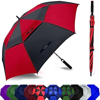 Baraida Paraguas de golf grande de 62/68/72 pulgadas, doble toldo extra grande ventilado, resistente al viento, impermeable, paraguas de golf de apertura automática para hombres, mujeres y familia (62 Baraida Paraguas de golf grande de 62/68/72 pulgadas, doble toldo extra grande ventilado, resistente al viento, impermeable, paraguas de golf de apertura automática para hombres, mujeres y familia (62