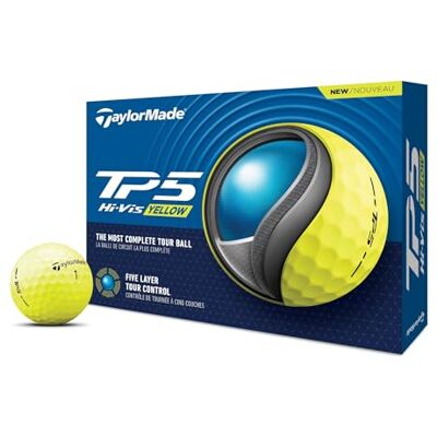 TaylorMade Golf 2024 TP5 Pelotas de Golf (12 Unidades), Color Amarillo TaylorMade Golf 2024 TP5 Pelotas de Golf (12 Unidades), Color Amarillo