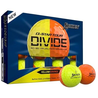 Srixon Q-Star Tour Divide, Pelotas de Golf de uretano bicolores, Sensación de Golpe Suave, Distancia optimizada, Núcleo FastLayer con compresión 74, Idea de Regalo para golfistas, Paquete de 12 Srixon Q-Star Tour Divide, Pelotas de Golf de uretano bicolores, Sensación de Golpe Suave, Distancia optimizada, Núcleo FastLayer con compresión 74, Idea de Regalo para golfistas, Paquete de 12