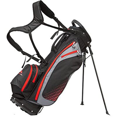 LONGRIDGE Super Lite Bolsa de pie de Golf con Divisor de 8 Posiciones, Negro/Rojo LONGRIDGE Super Lite Bolsa de pie de Golf con Divisor de 8 Posiciones, Negro/Rojo