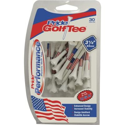 PrideSports Pride Golf Tee 30 Count Tees de Golf, Blanco, 3-1/4" (Pack PrideSports Pride Golf Tee 30 Count Tees de Golf, Blanco, 3-1/4" (Pack