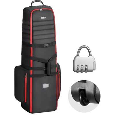 VEVOR Bolsa de Viaje de Golf, Funda Blanda a Exteriores, Resistente al Agua, Poliéster Oxford 1800D, Acolchada y con Ruedas, Plegable a Guardar Palos de Golf en Aerolíneas, 520 x 450 x 1420 mm VEVOR Bolsa de Viaje de Golf, Funda Blanda a Exteriores, Resistente al Agua, Poliéster Oxford 1800D, Acolchada y con Ruedas, Plegable a Guardar Palos de Golf en Aerolíneas, 520 x 450 x 1420 mm