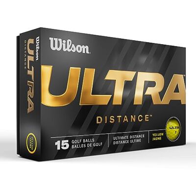 Wilson Staff Bolas de Golf, Ultra Distance, Bola de Golf de Dos Piezas, 15 Bolas, Amarillo Wilson Staff Bolas de Golf, Ultra Distance, Bola de Golf de Dos Piezas, 15 Bolas, Amarillo