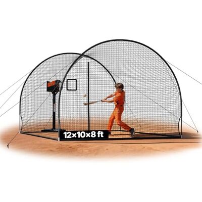 VEVOR Jaula de Bateo de Béisbol 3660 x 3100 x 2330 mm, Red de Bateo Autosoportante y Portátil con Agujero para Máquina de Lanzamiento, Multiuso para Deportes de Pelota, Entrenamiento Exterior VEVOR Jaula de Bateo de Béisbol 3660 x 3100 x 2330 mm, Red de Bateo Autosoportante y Portátil con Agujero para Máquina de Lanzamiento, Multiuso para Deportes de Pelota, Entrenamiento Exterior