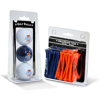 Team Golf NCAA Illinois Fighting Illini 3 Pelotas de Golf y 50 Camisetas de Golf Impresas con Logotipo (3 Unidades) y 2-3/4 Pulgadas de regulación (50 Unidades), Multicolor Team Golf NCAA Illinois Fighting Illini 3 Pelotas de Golf y 50 Camisetas de Golf Impresas con Logotipo (3 Unidades) y 2-3/4 Pulgadas de regulación (50 Unidades), Multicolor