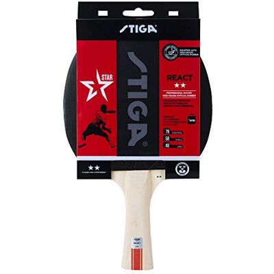 Stiga React 2-Star Pala de Ping Pong, Negro/Rojo Stiga React 2-Star Pala de Ping Pong, Negro/Rojo
